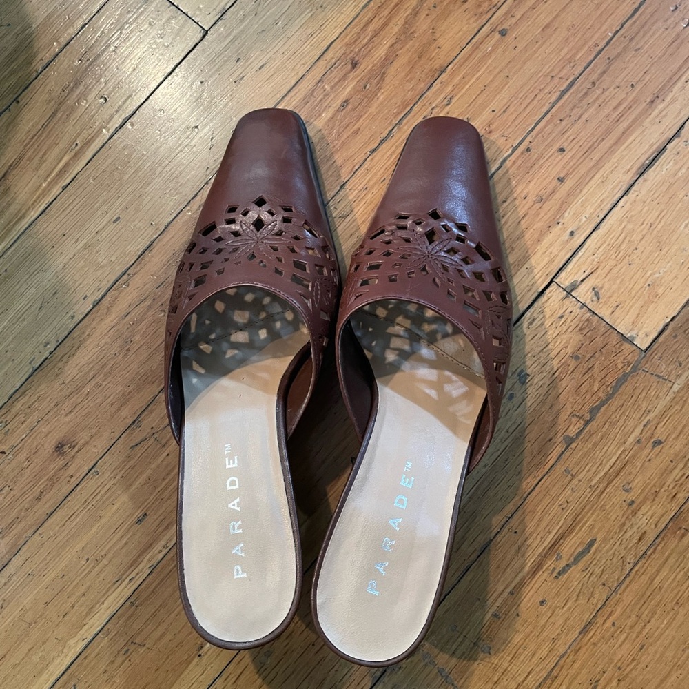 Parade of Shoes Brown Leather Mules